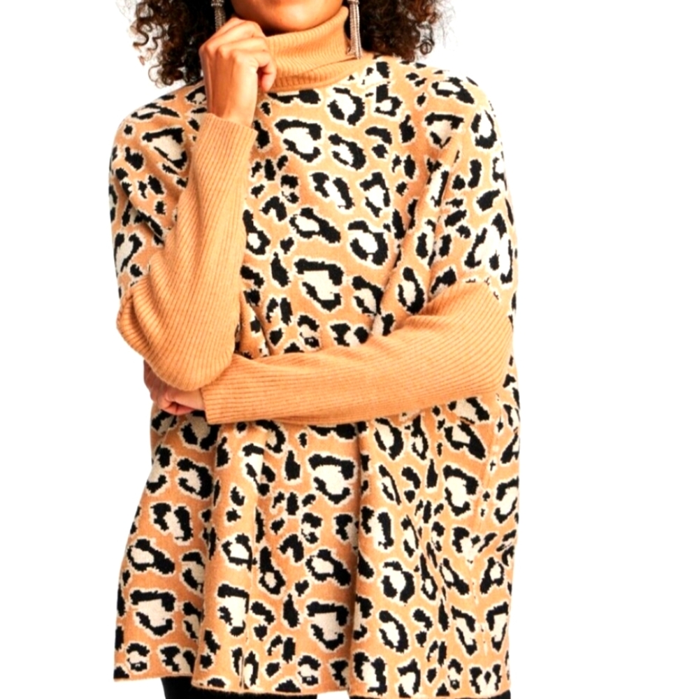 Animal Print Turtle Neck
